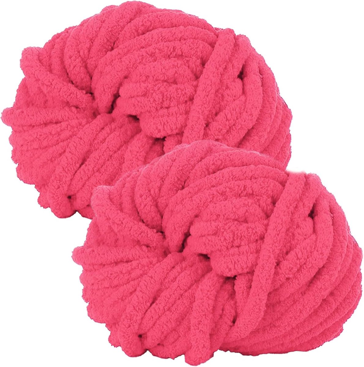 2 stuks dikke wol garen 500g, armbreien wol dik garen, XXL zachte chunky wol, super zachte chenille wol om te haken voor dekens, sjaals, mutsen, huisdierennest (rozerood)
