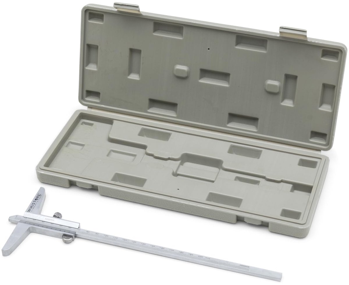 Dieptemeter 200mm met 100mm brug - Hardenstaal met schroefvergrendeling - Nauwkeurige metingen tot 0,02 mm - ShopVlot