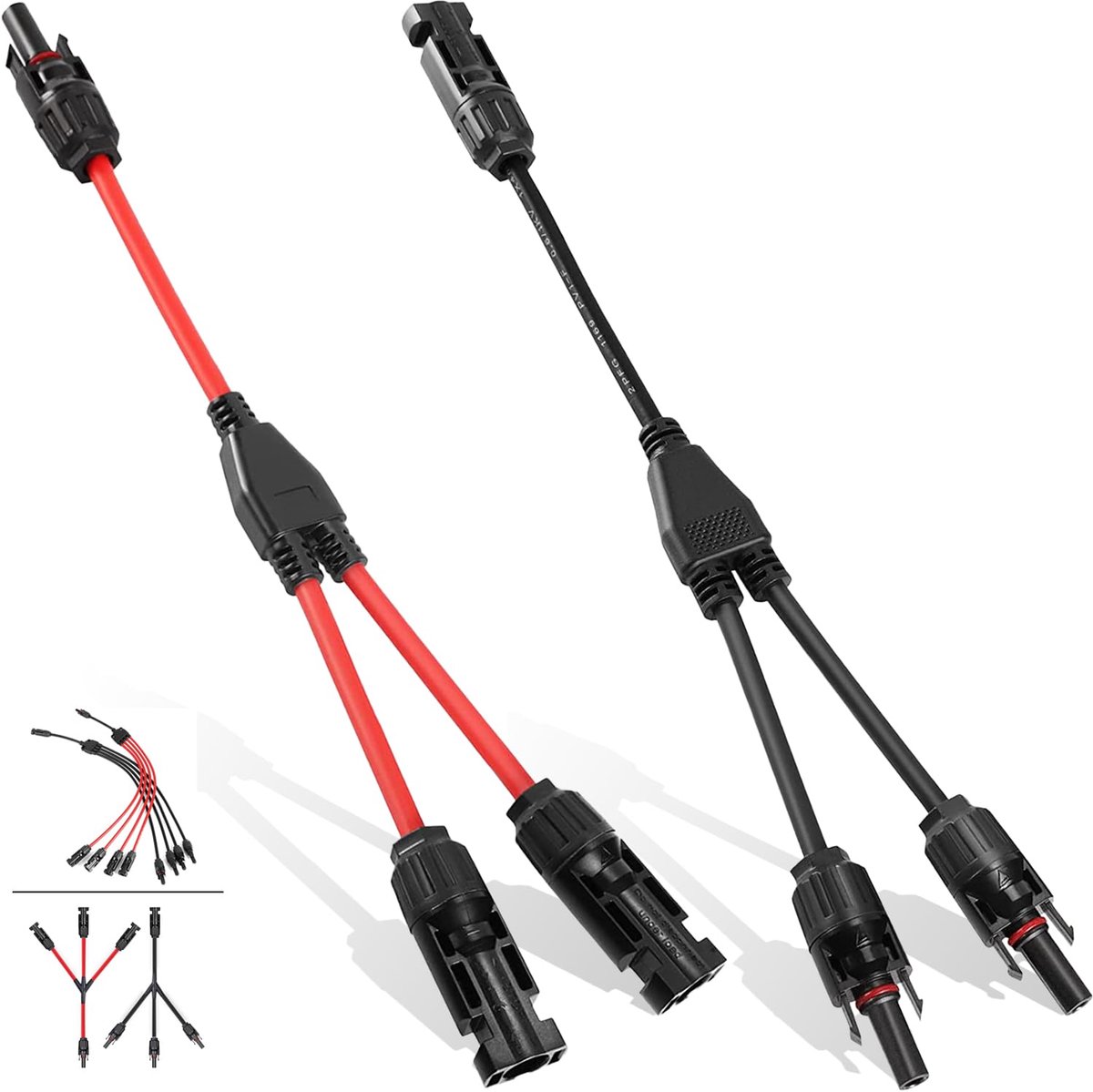 1 par de conectores en Y para cable solar, divisor en Y 1 par 6mm²/4mm²/2,5mm², conector fotovoltaico en Y MMF/FFM, cable ramificado tipo Y-2 para conexión en paralelo de paneles solares