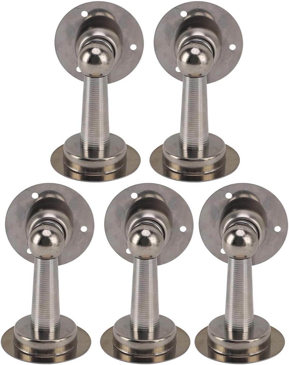 Magnetische Deurvanger - Deurstopper Set - Deuren Beschermen - Roestvrij Staal - 5 stuks - Zilver