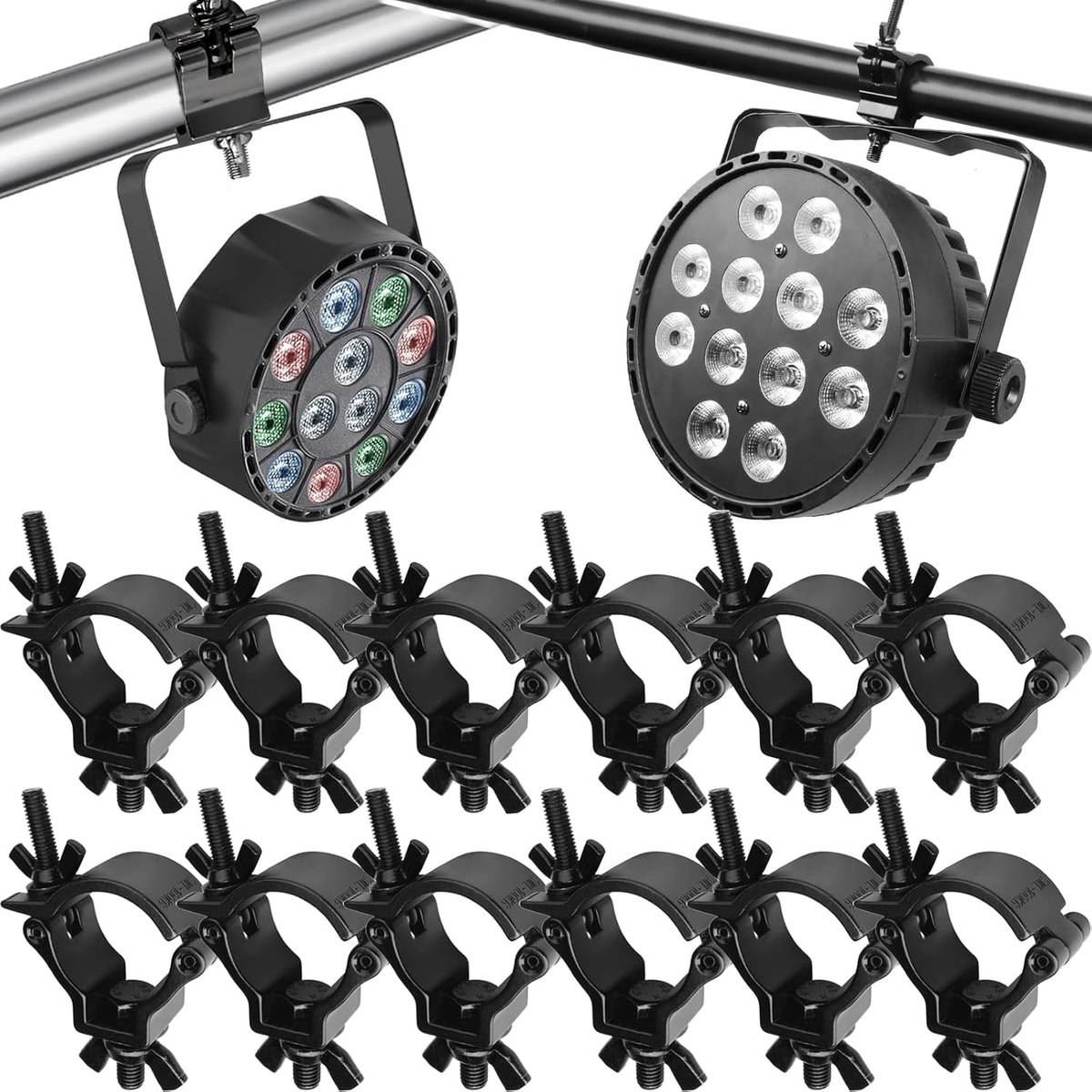 Klem, 48 - 51 mm, 12 stuks, voor roosters, verlichting, klimhulp, verlichting, aluminiumlegering, halfconisch, duurzaam, podiumlicht, klemmen, haken, truss, bevestigingsklem