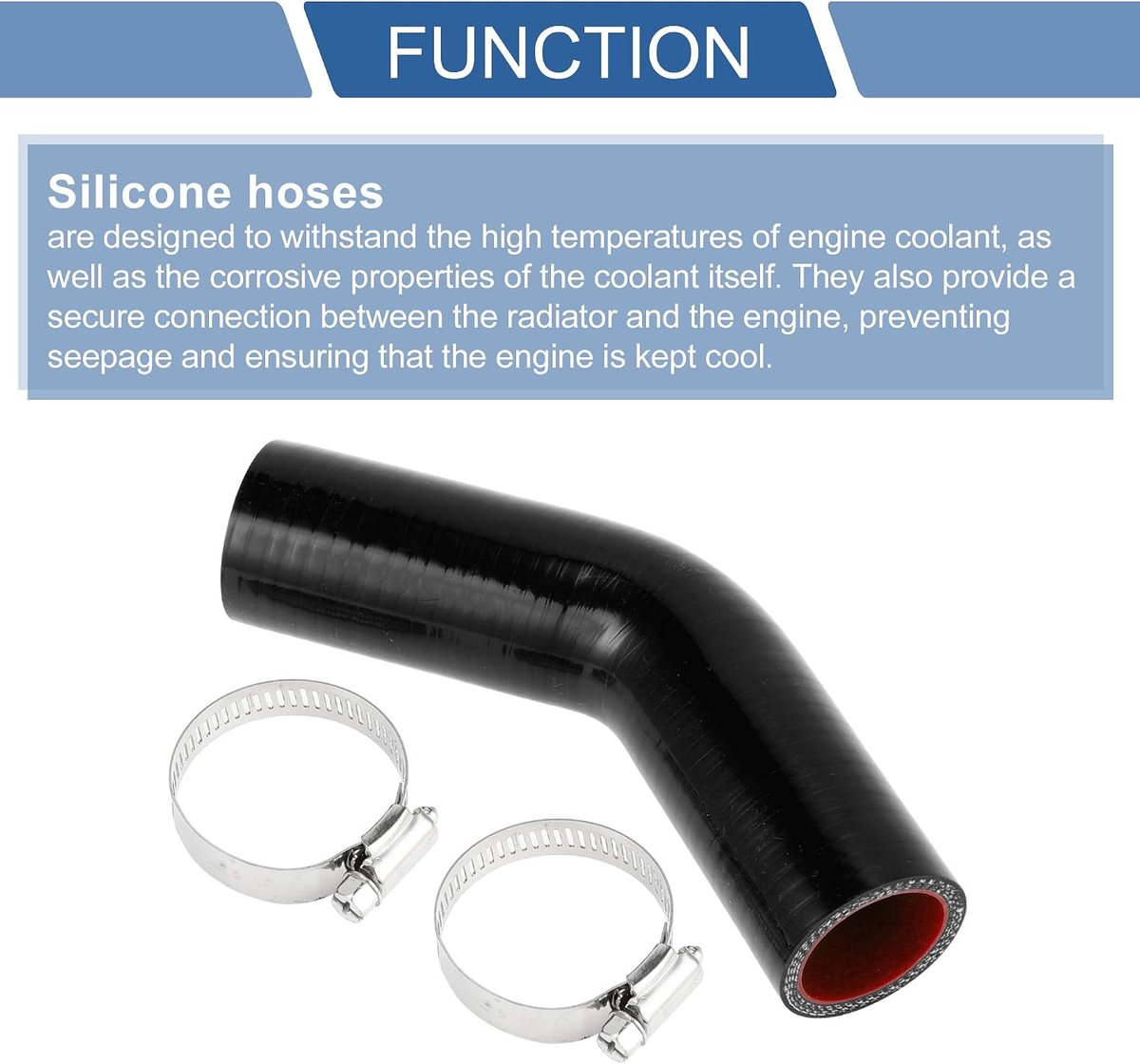 ABSOPRO 1 Set Silicone Slang Zwart Rood Van 32Mm/1,26" Binnendiameter En 90Mm/3,54" Lengte Op 45 Graden Met Kollen Universele Koelwaterslang