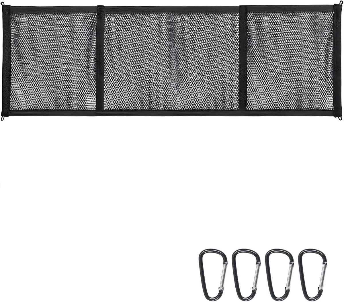 SnelShoppen - Opbergnetje voor VW T5 T6 California 35 x 90 cm Nylon met 4 Haken voor Multivan Beach Caravelle Bulli Camping Organisatie