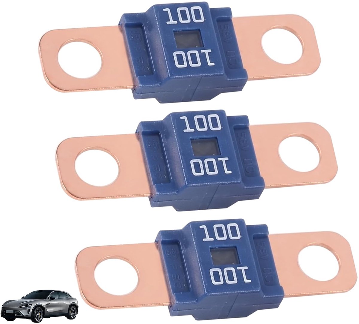 3 stuks Midi zekeringen 100 A, autozekering, hoge spanning 12 V-58 V