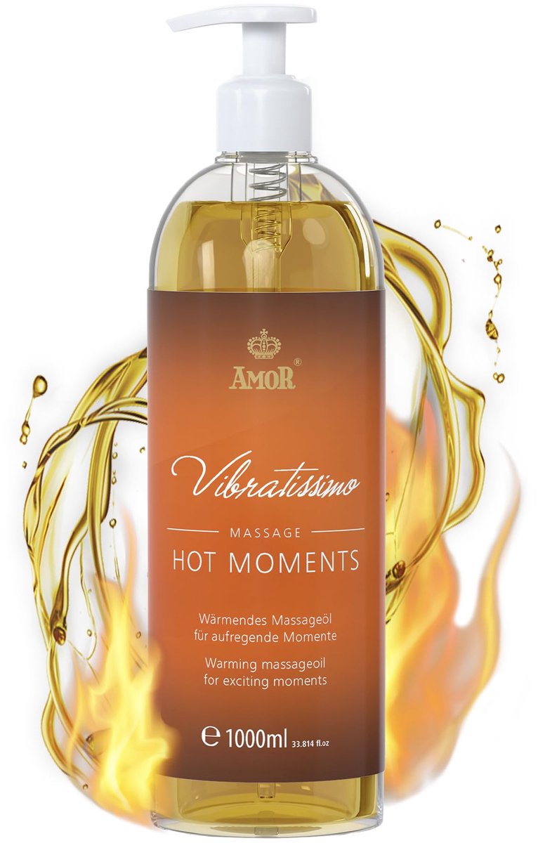 Vibratissimo 'Hot Moments': verwarmende, verzachtende massageolie, liefdesolie, erotische liefdesolie, 1000 ml