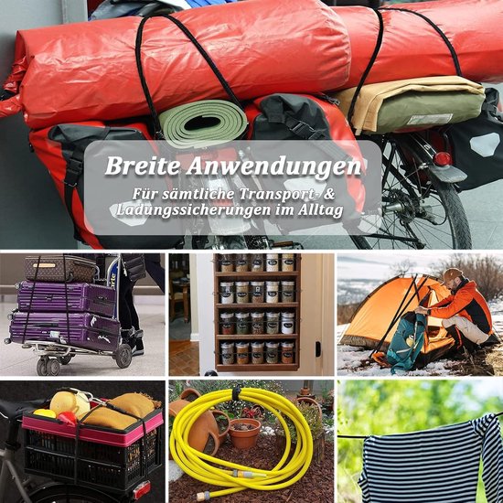 Bungee Cords Set van 4, 60cm Lange Elastische Spanners voor Bagage, Camping en Zeilen, Weerbestendig en Duurzaam — afbeelding 4