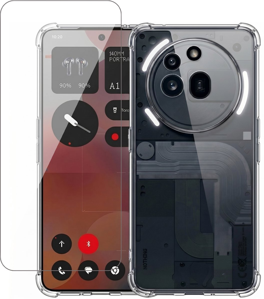 Hoesje geschikt voor Nothing Phone 3a Pro – CrystalClear Back Cover – Schokbestendig – Met Screenprotector Glas