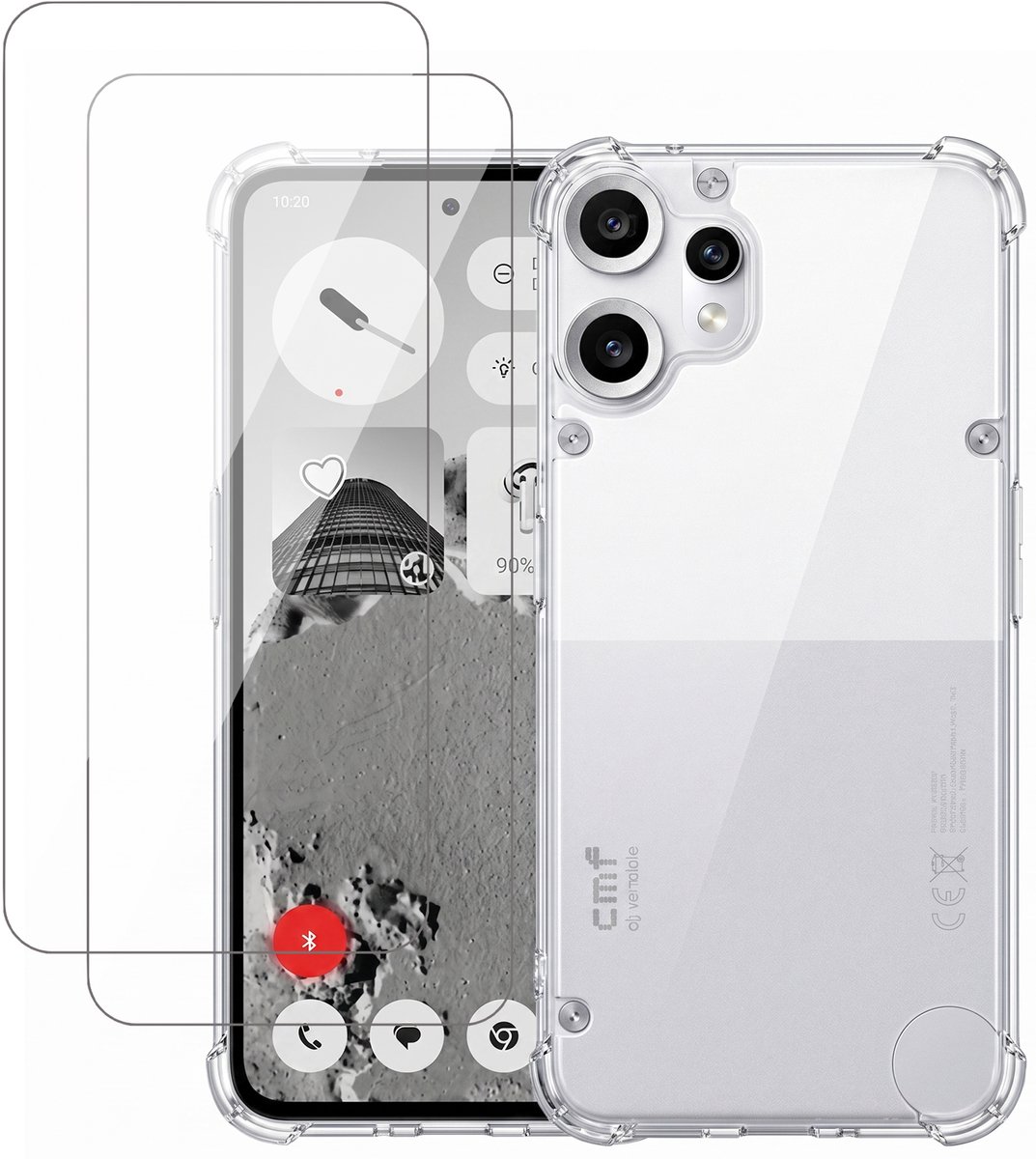 Hoesje geschikt voor CMF Phone 2a Pro – CrystalClear Back Cover – Schokbestendig – 2 Stuks Screenprotector Glas