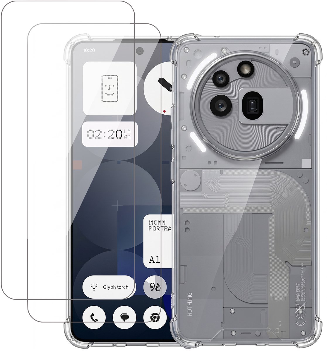 Hoesje geschikt voor Nothing Phone 3a – CrystalClear Back Cover – Schokbestendig – 2 Stuks Screenprotector Glas