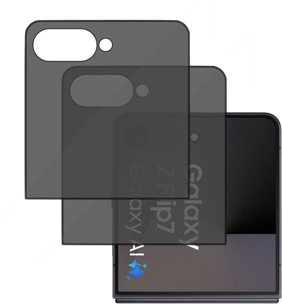 2x Privacy Screenprotector geschikt voor Samsung Galaxy Z Flip 8 / Flip 7 - Anti Inkijk - Gehard Glas geschikt voor Samsung Galaxy Z Flip 8 / Flip 7
