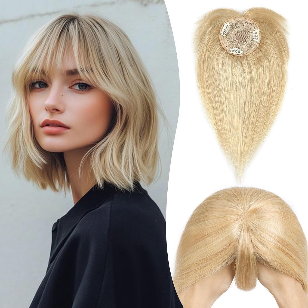 Natuurlijke Clip-in Pony Extensions van Echte Haar, 6 Inch, Voor Vrouwen, Camel Blend Licht Blond #18RP613R, Perfect voor Haarstyling en Verandering van Look