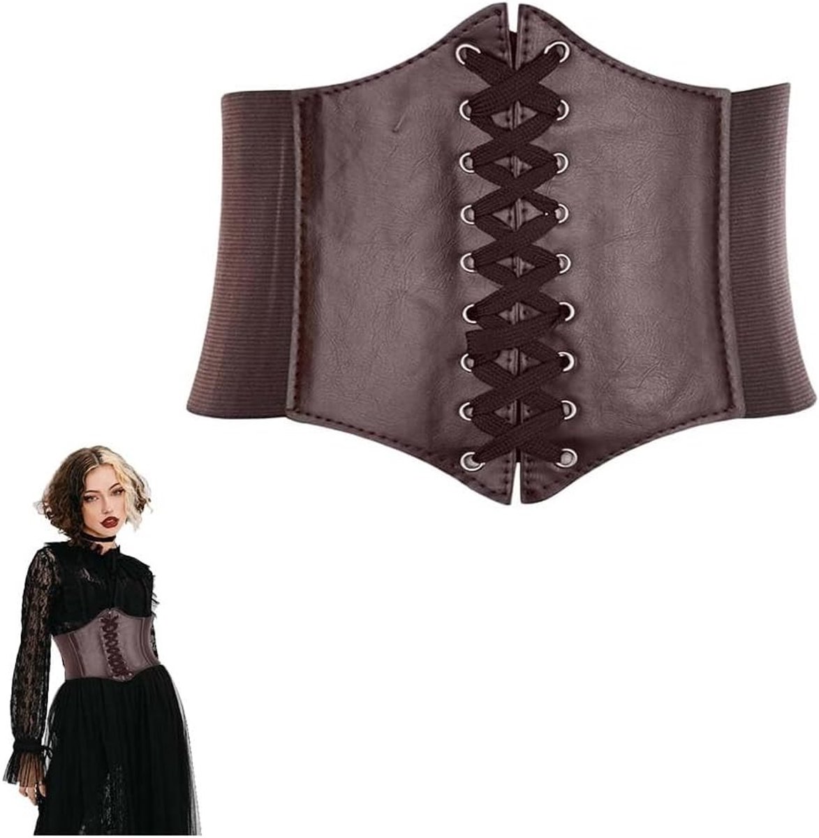 Koffiebruine Middeleeuwse Korsetriem voor Dames, Comfortabele Bodice voor Halloween Piratenkostuum, Geschikt voor Festivals en Gothic Cosplay, Perfect voor LARP Evenementen