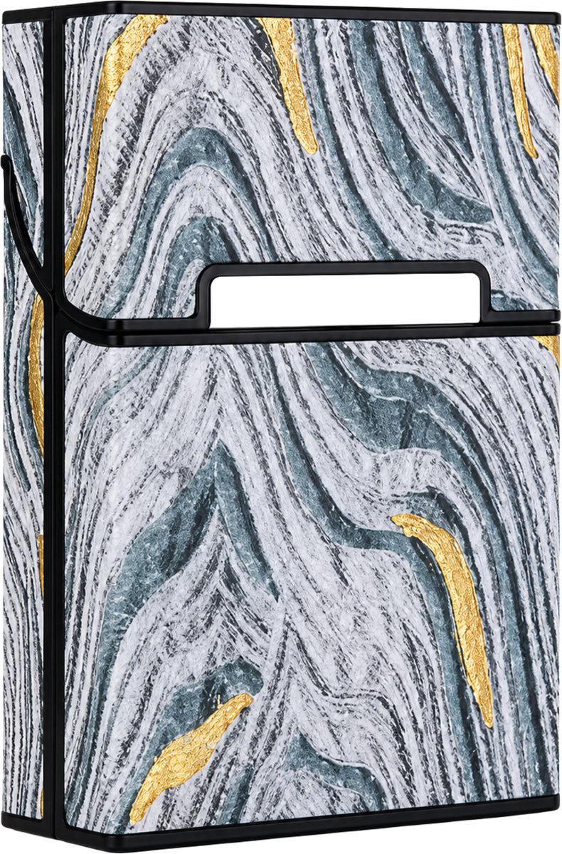 MoodLux Kunstleer Sigarettenhouder met Flip-Top en Magnetische sluiting - Beschermd tegen vocht - Mannen & Vrouwen - 20 sigaretten - Grijs