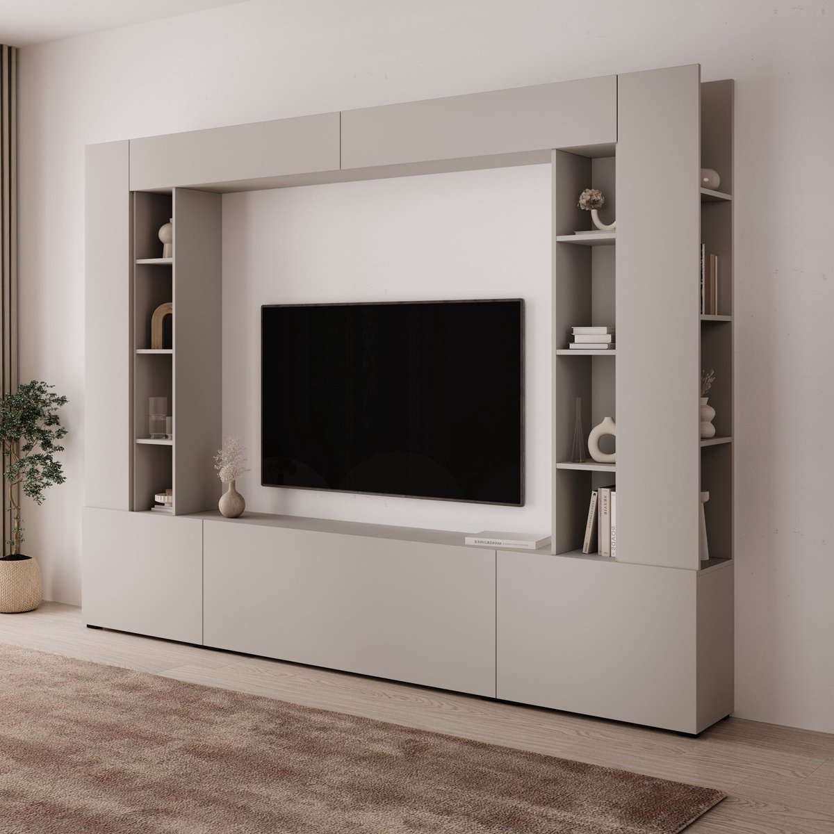 Meubella - Arlo - Wandmeubel - Beige - 261x29x194 cm