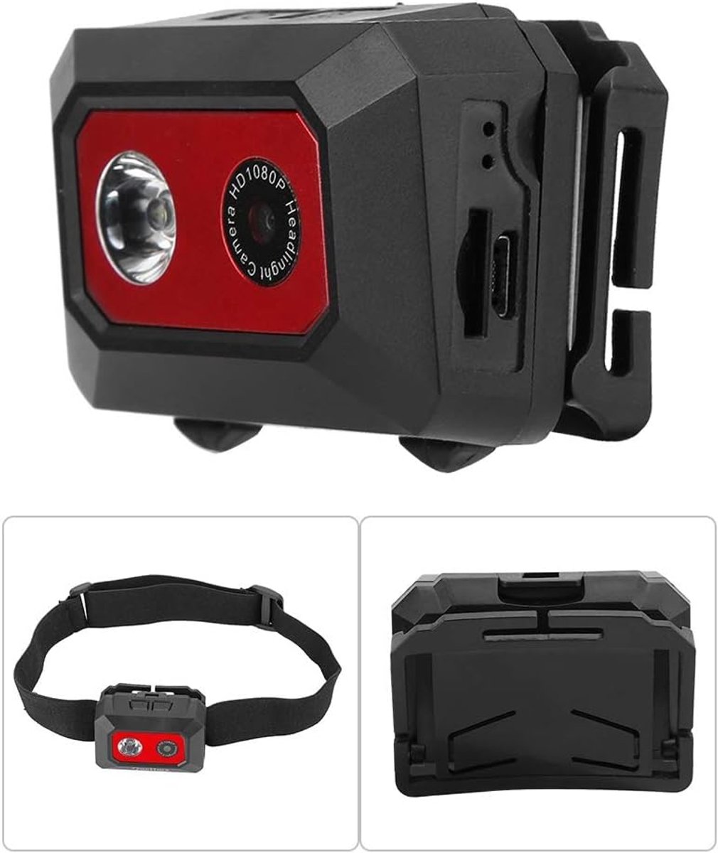 SnelShoppen - Head Camera Voor Fietsen Super HD 1080P DV Sportcamera Hoofdmontage Actie Videocamera DVR Recorder (Zwart Blauw) (Zwart Rood)