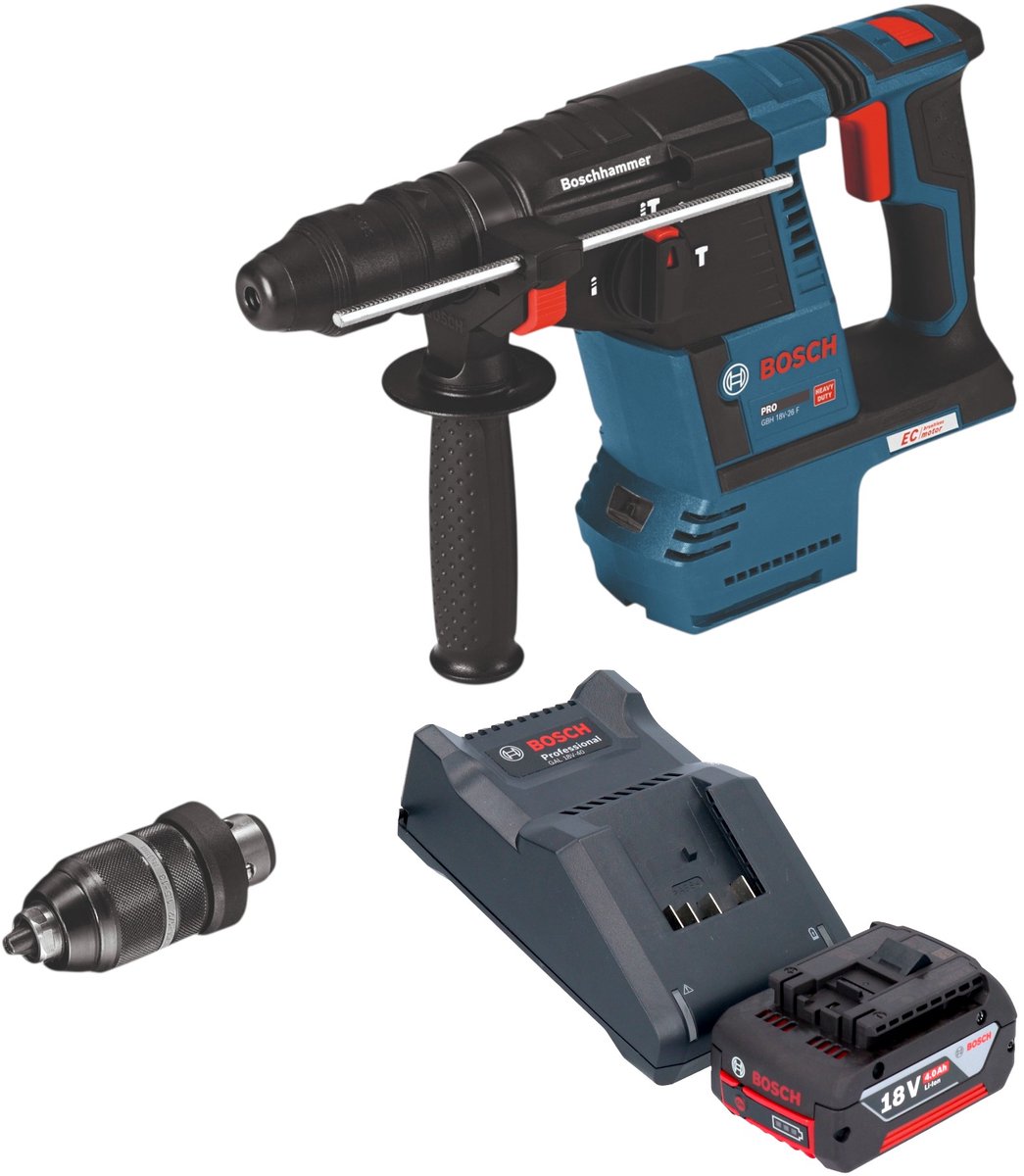Bosch GBH 18V-26 F accuboormachine 18V 2,6J SDS-Plus Solo + snelwisselboorkop - zonder accu, zonder oplader ( 0611910000 )