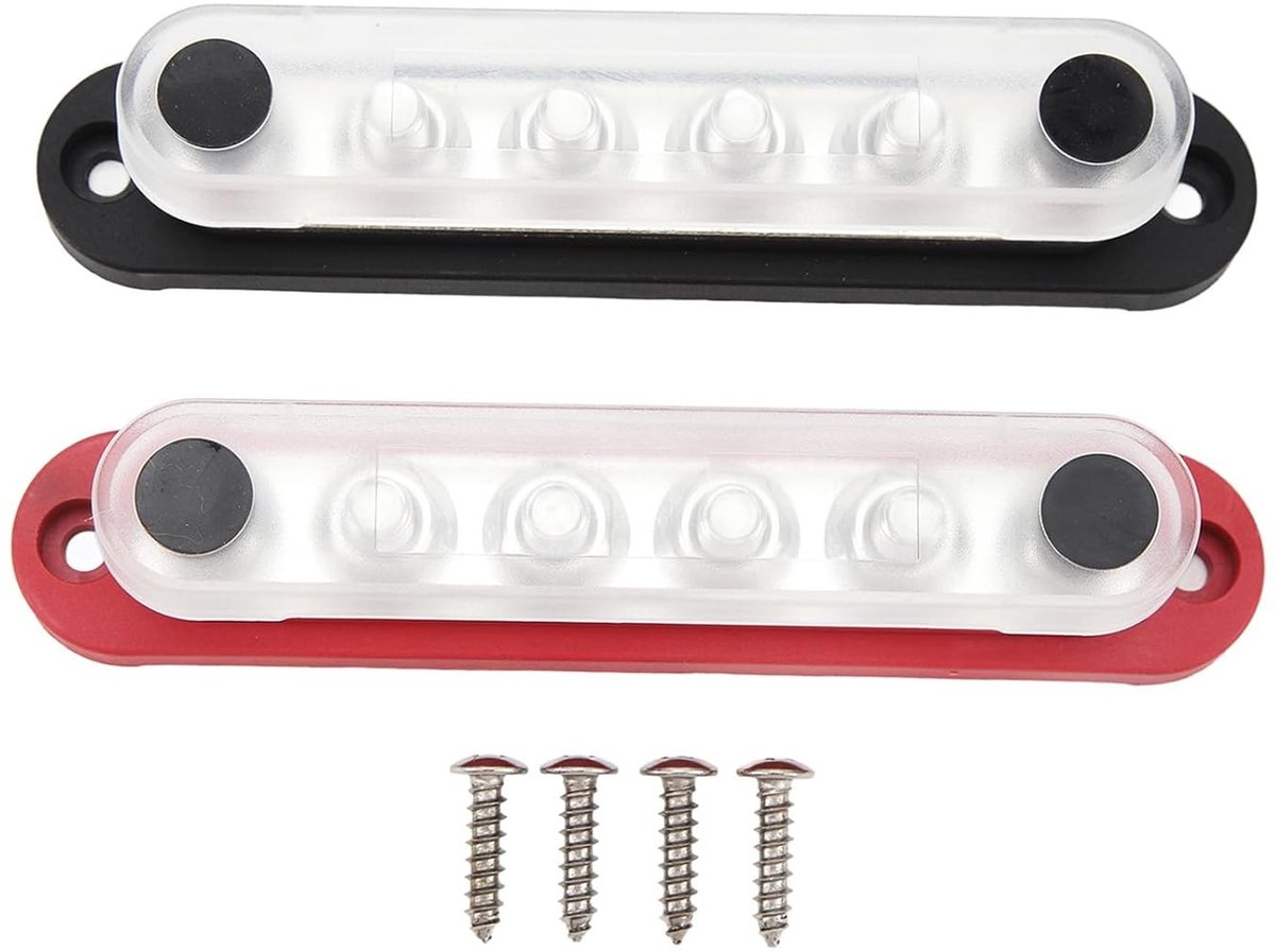 2 Stuks Accu Busbar, 6-Kanaals Power Terminal Verdeler, 150A Verdeelblok voor Marine en Zonne-energie Systemen 12V-48V