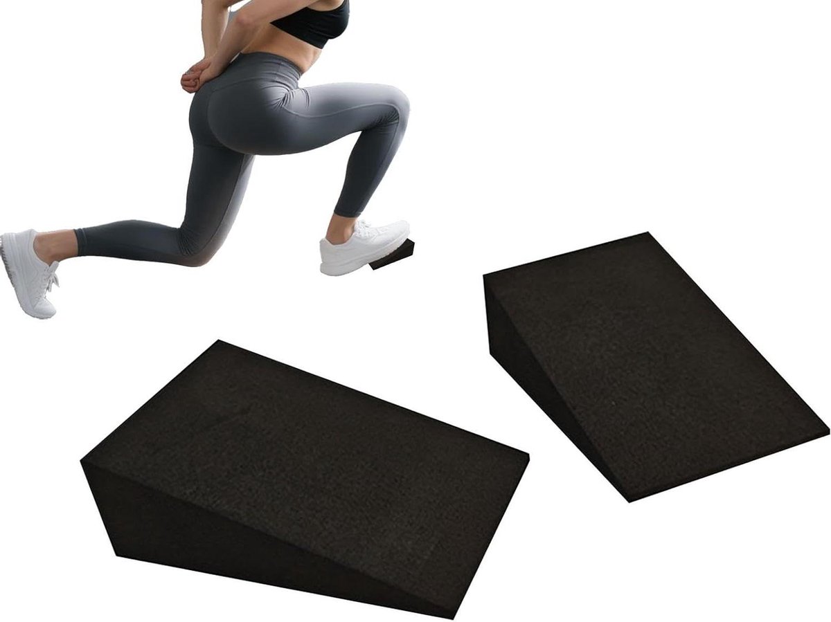 Oefenwig Kuit - Stretch Blokken - Fitness Oefening - Ergonomische Schuimwig - 15 x 6 x 5 cm - Zwart
