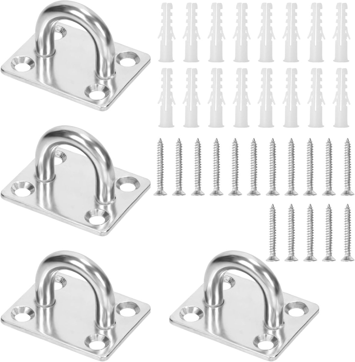Pad oogplaat haak set - M5 304 roestvrij staal - met schroeven en plastic pluggen - voor stevige bevestiging - SnelShoppen