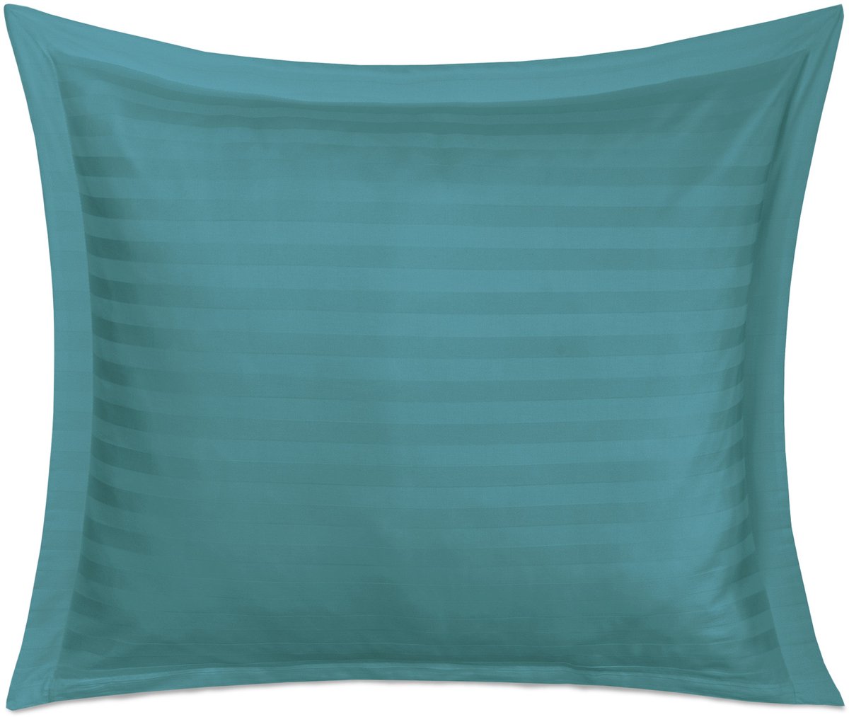 Kussensloop 70x80 Bamboe Katoen Satijn STRIPE SEA TURQUO