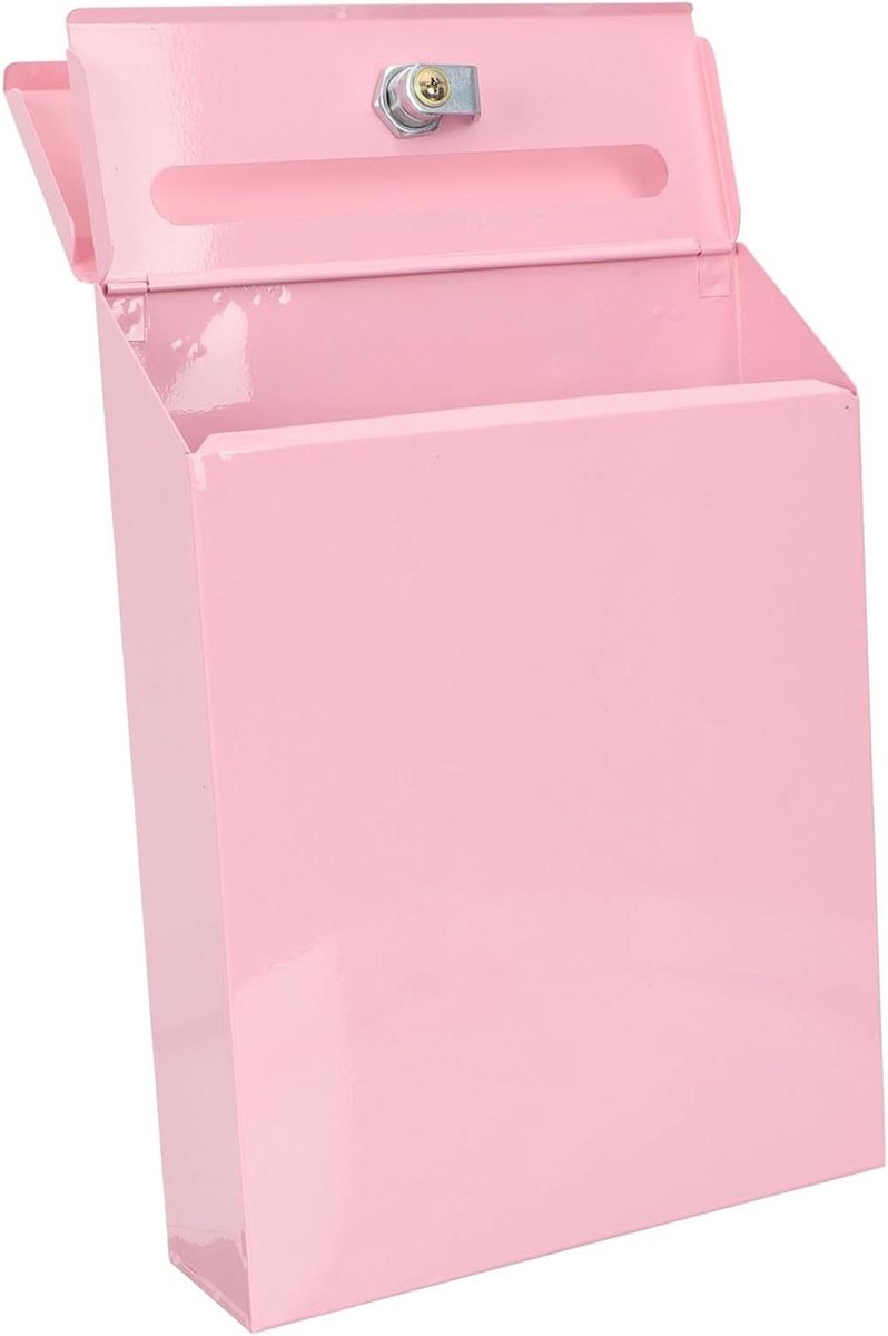 Wandgemonteerde Brievenbus - Brievenbus met slot - Post Veilig Bewaren - Stevig Ijzeren Ontwerp - 30x22x6 cm - Roze