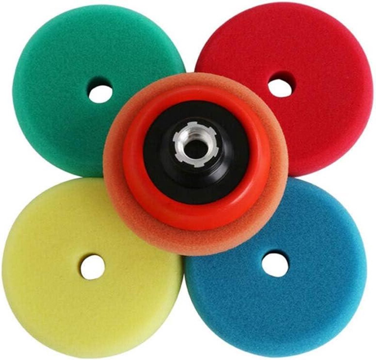 Polijstpads Set - Sponsjes voor Polijstmachine - Auto Polijsten - Hoge Dichtheid Spons - 3 Inch - Gekleurd