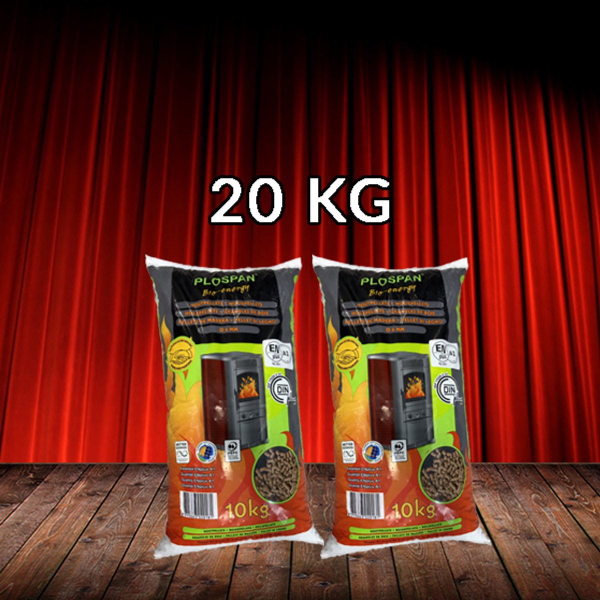 Plospan Bio-Energy Houtpellets Mix – Wood Pellets | Holzpellets | 20 kg | 2 × 10 kg | ENplus A1 – DINplus A1