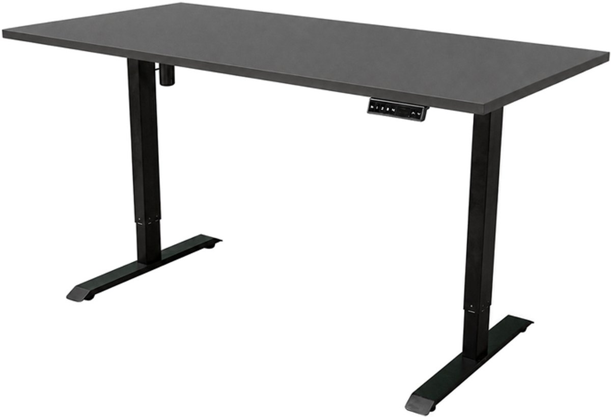 Sedero Elektrisch verstelbaar bureau - 140x80 cm - Single motor - Zwart / Antraciet