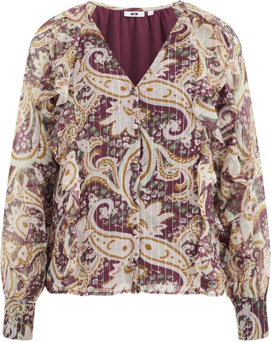 WE Fashion Dames blouse met ruches en print