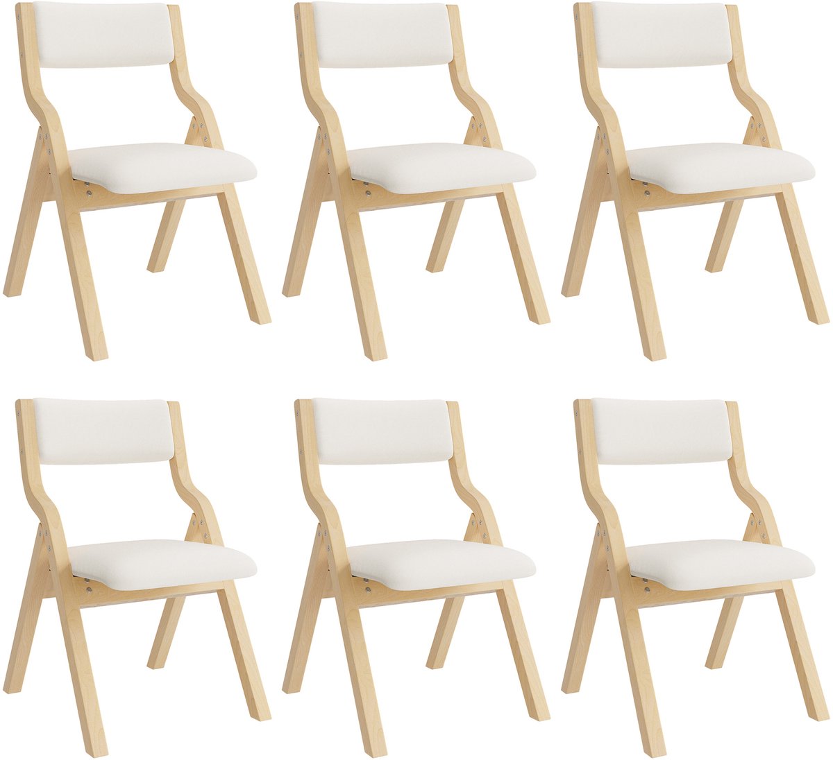 COVREO Eetkamerstoel 55x49x81 cm beige, hout en stof klapbaar