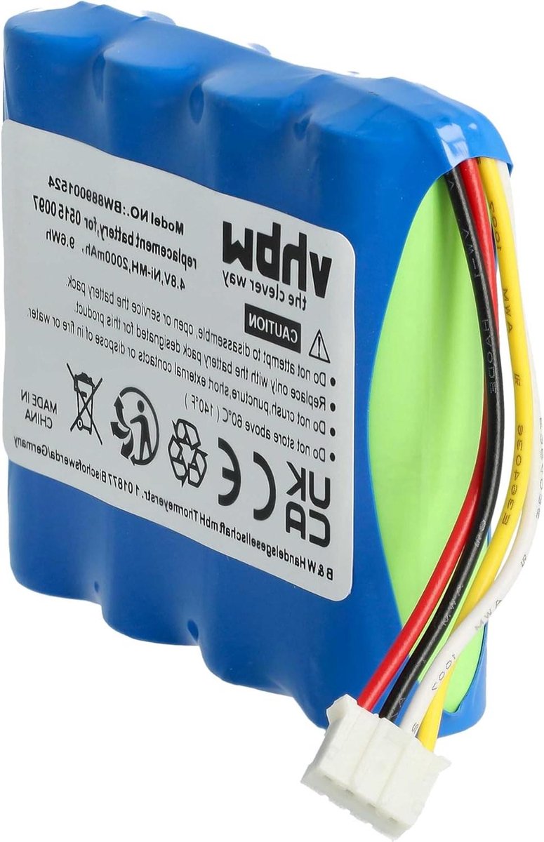 Vervangende Batterij - Accu Gasdetector - Gasdetectie - Hoge Capaciteit - 4.8 Volt - Zwart