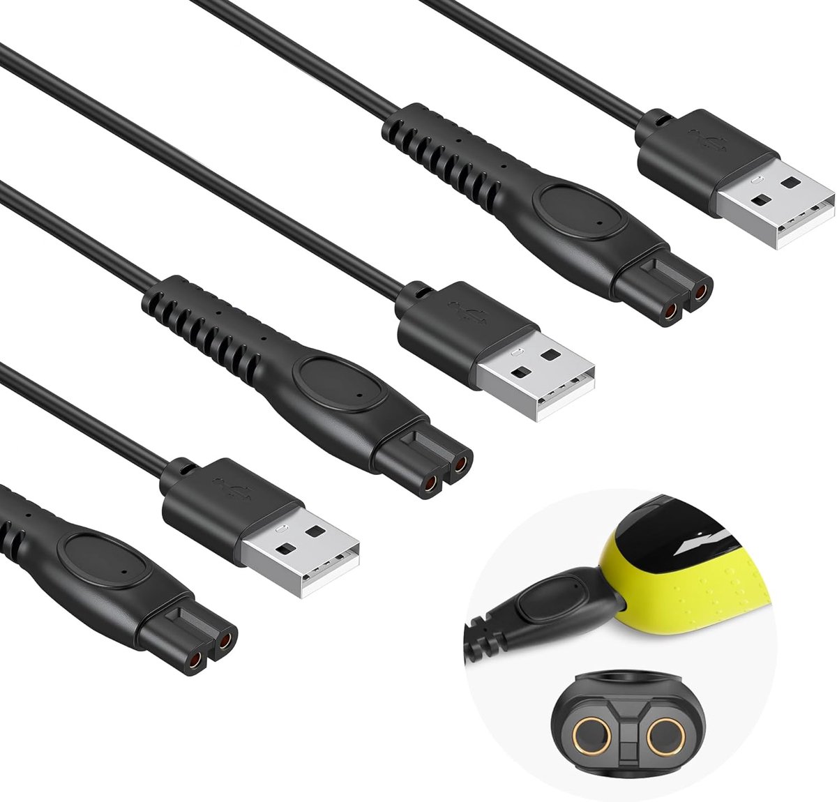 SnelShoppen - 3 Packs 5V USB A Oplader Compatibel met Philips One Blade 360 QP2834 QP2824 QP4631 QP1924 OneBlade Pro 360 QP6552 QP6652 MG7962 MG7950 S