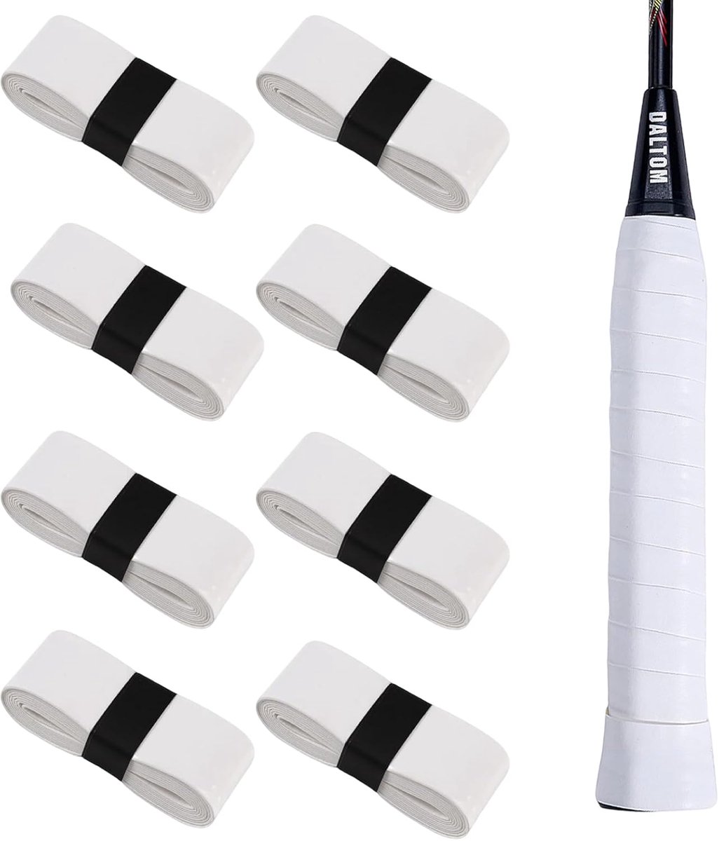 SnelShoppen - 8-delige grip voor tennisrackets, badmintonrackets, squash, pickleball - zachte, niet-slip grip met maximale hechting en hoge absorptie