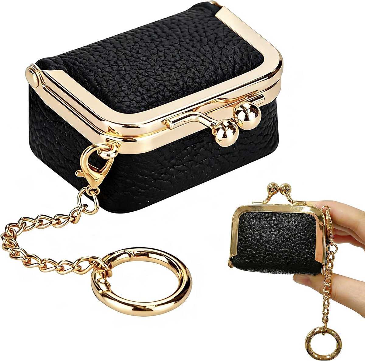 Mini-sieradendoos PU-lederen etui met kisslot kettingen O-ringen organizer kleine draagbare reisdozen voor oorbellen - ShopVlot