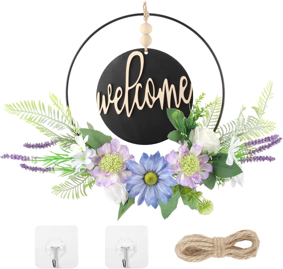 Decoratieve deurkrans deurkrans lente zomer paars madeliefjes slinger geschikt voor feestdagen wanddecoraties en - ShopVlot