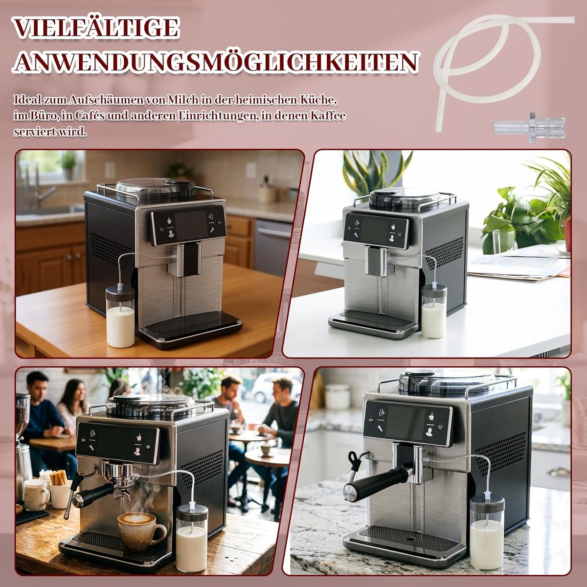 SnelShoppen 3 stuks melkslangen & 6 stuks aansluitnippels, voor Jura volautomatische koffiemachines Impressa Giga, transparante thumbnail 3