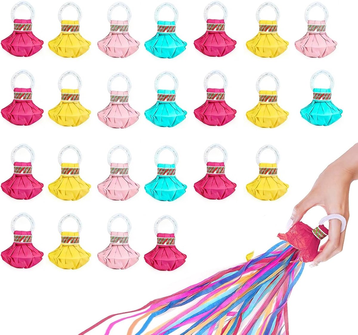 Gooi luchtslangen, 25 stuks handwerpen streamers, 8 × 5 cm - Slangenkanon voor verjaardag, bruiloft, Kerstmis - ShopVlot