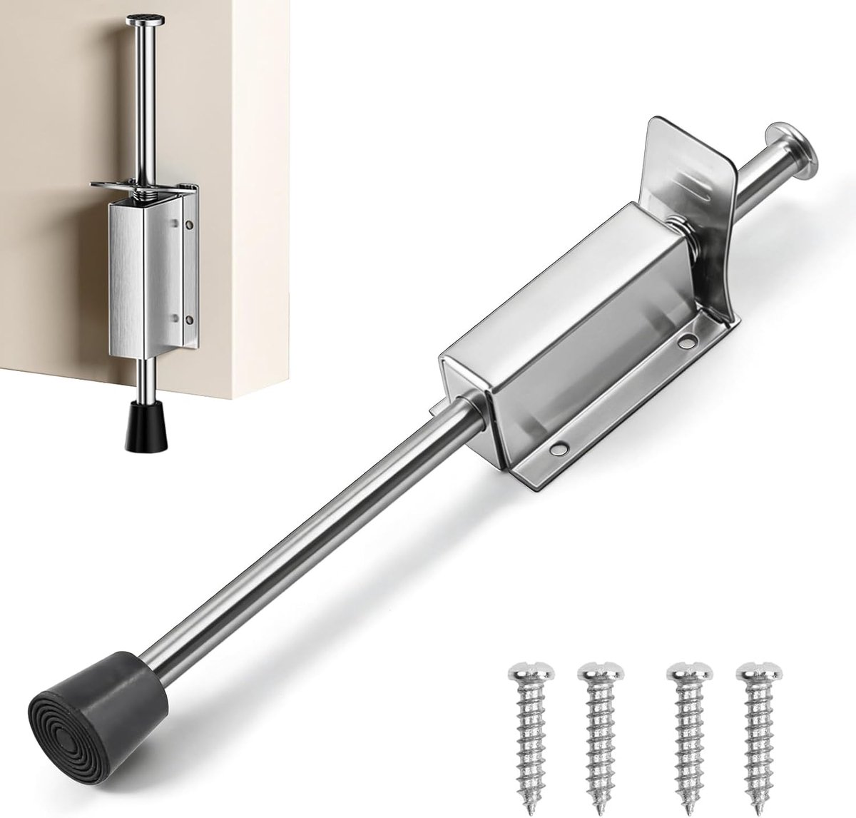 SnelShoppen - Vloerdeurstopper 250 mm Deurhouder met Voetbediening, RVS Deurstopper voor Binnen en Buiten, Balkon Deurstopper voor Bevestiging