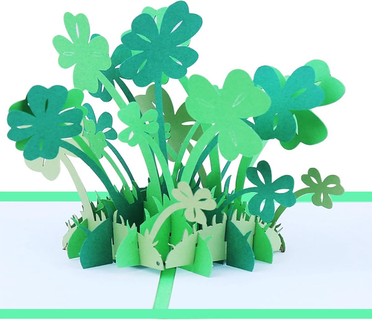 Pop-upkaart, geluksklaver, 3D-verjaardagskaart, veel geluk, beterschap, cadeaukaart voor Nieuwjaar, goede verbetering - ShopVlot
