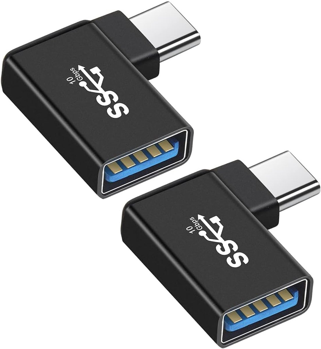 USB C to USB Adapter 90 Degree (2 Pack), Seminer USB-C to USB-A Corner Adapter, USB C 3.1 Adapter 10Gbps OTG Adapter - ShopVlot
