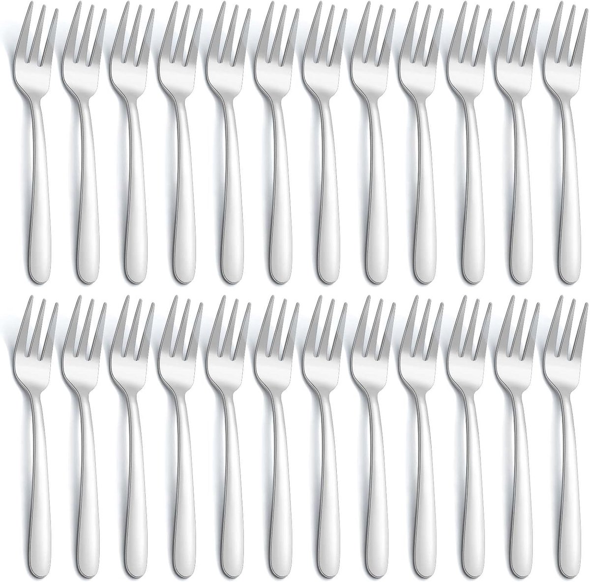 SnelShoppen - 24 Stuks Cake Forks/Dessert Forks - Roestvrij Staal - 5,31 Inch - Vaatwasserbestendig - Spiegelschoon - Geschikt voor Feesten, Restauran