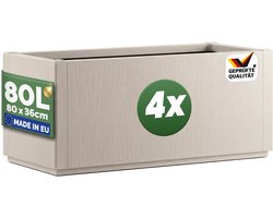 Casaria Plantenbak Set van 4 - Vorstbestendig 80l 80x36x35cm - Wit