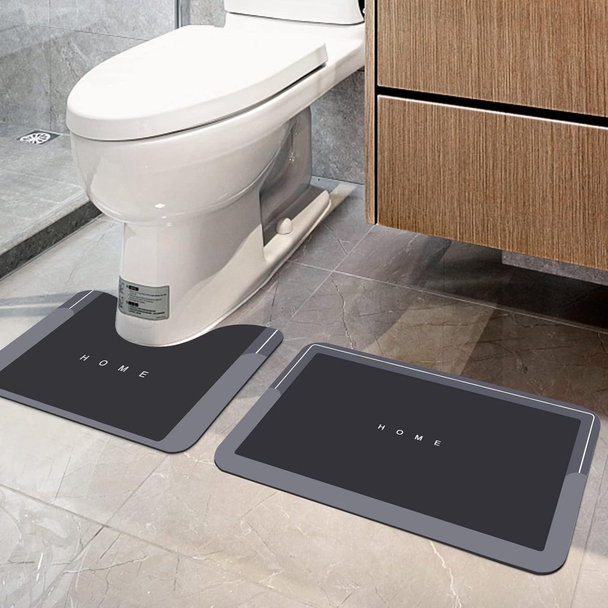 SnelShoppen - Badmat Set van 2 Super Absorberend Badmatten Antislip Sneldrogend Zacht Wasbaar Badmatten voor Badkamer, Bad, Toilet, 40 x 60 cm + 40 x