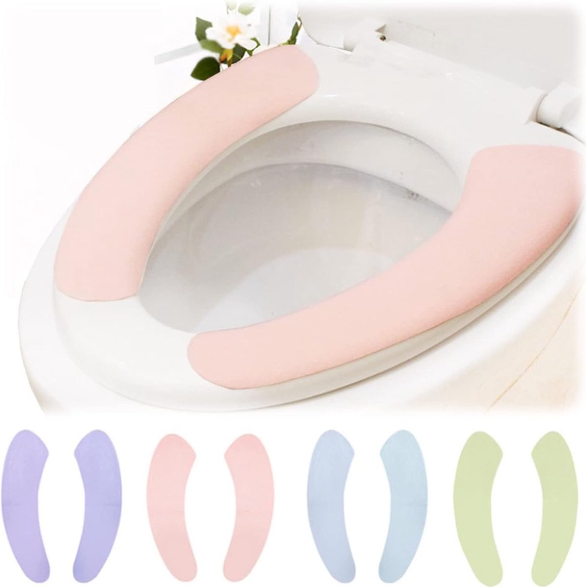 NO Qazuwa Toilet Seat Cover Washable 8 Pieces Toilet Seat Cover Thick Leather Warm Washable for Family, Travel - ShopVlot