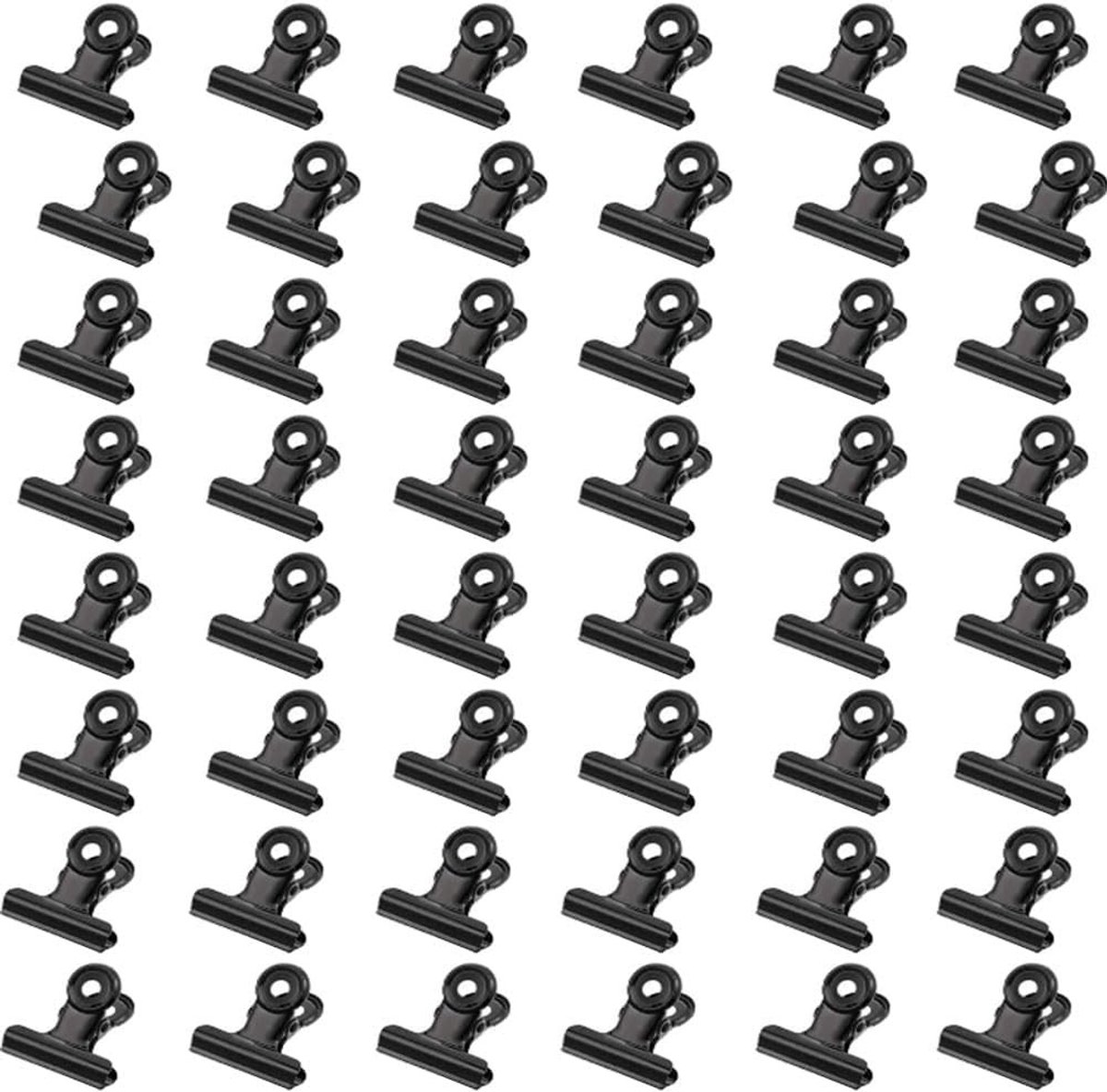 Mini metalen paperclips in de vorm van een bulldog, 50 stuks multifunctionele klemmen voor foto's, kantoor en keuken (zwart)