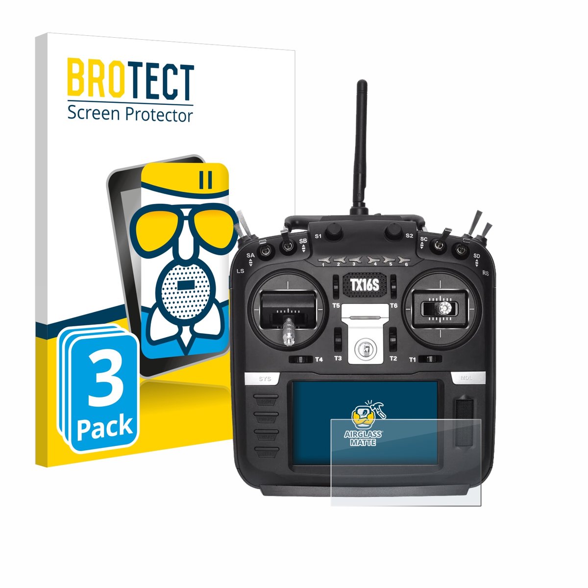 BROTECT - Screenprotector voor Radiomaster TX16S - Folie Beschermfolie Beschermglas matte 3 Stuks