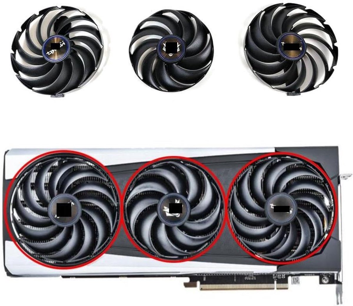 GPU Ventilator Set - Grafische Kaart Fan - Koeling Optimaliseren - Drie Ventilatoren - 87mm 95mm - Zwart