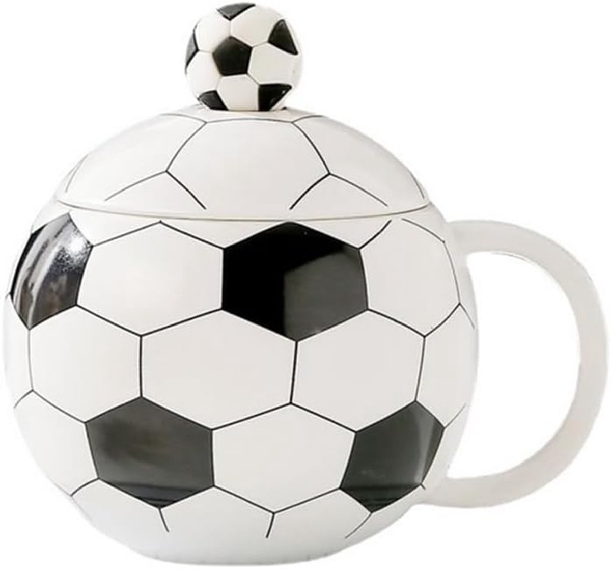 Keramische voetbal mok 13 oz, koffiemokken voor game dag, perfect cadeau voor voetbalfans thuis en op kantoor (zwart wit)