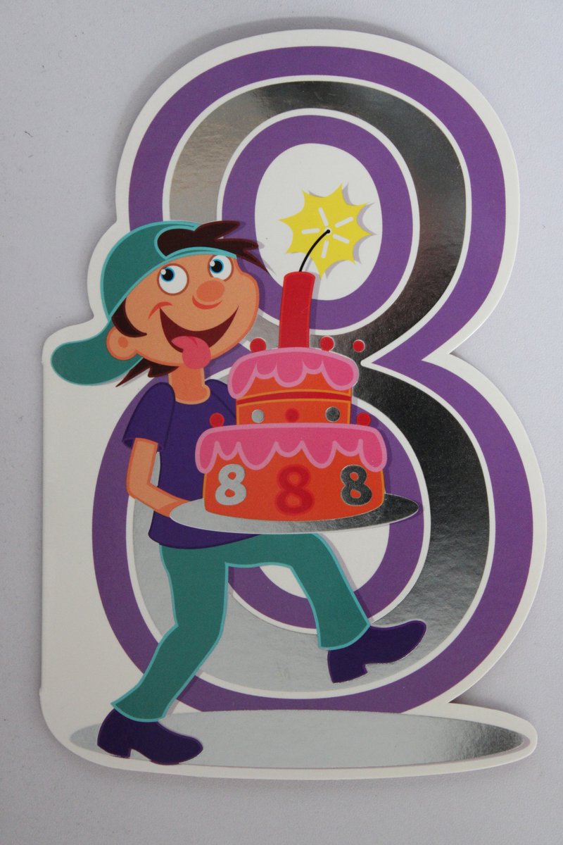 Luxe Wenskaart 8 Jaar - Verjaardagskaart - Leeftijdskaart - Verjaardag - Jarig - Leeftijd 8 - Touche Cards - Kaart - 8717245010177 - Geburtstag - Birthday - Anniversaire - 1 Stuks - In Folie - Gratis Verzonden - Hoge Afnamekortingen - 12x17.5cm