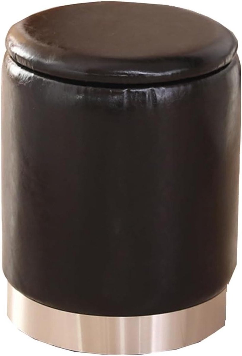 Opberg Poef - Voetenbankje Ottomaan - Extra Zitplaats - Met Deksel - 33x42 cm - Zwart